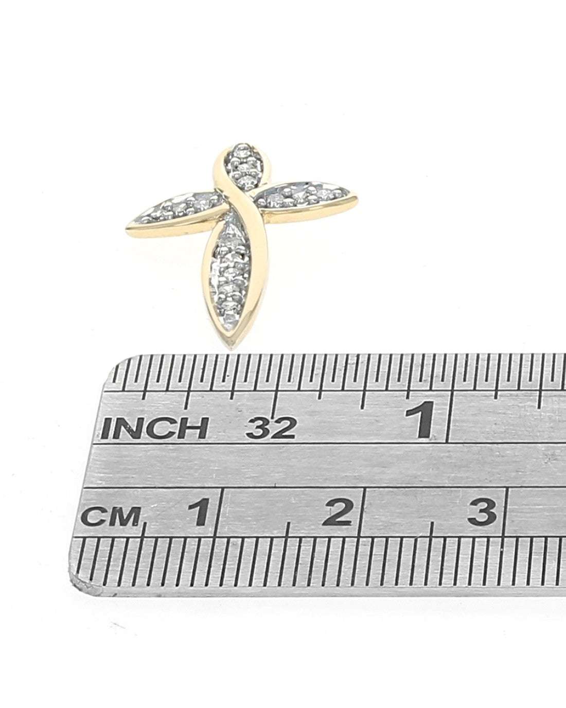 Diamond Crossover Cross Pendant on Yellow Gold