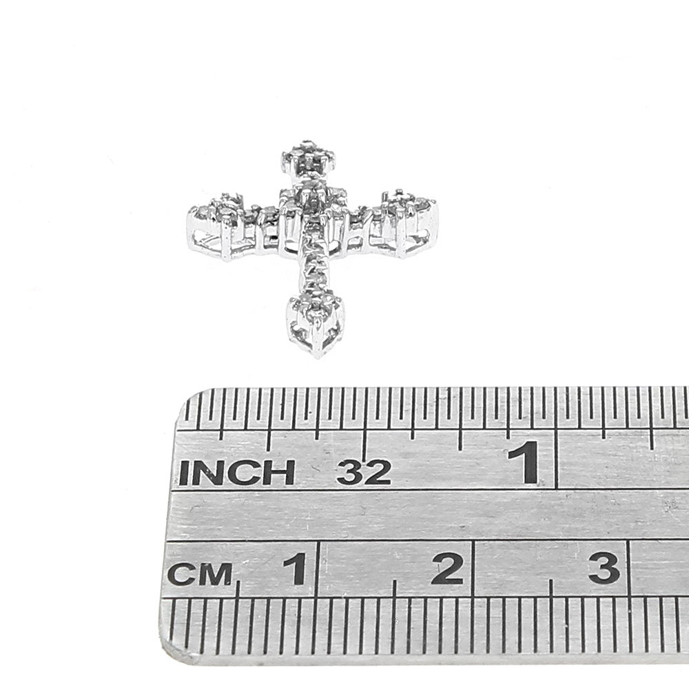 10K White Gold Diamond Cross Pendant