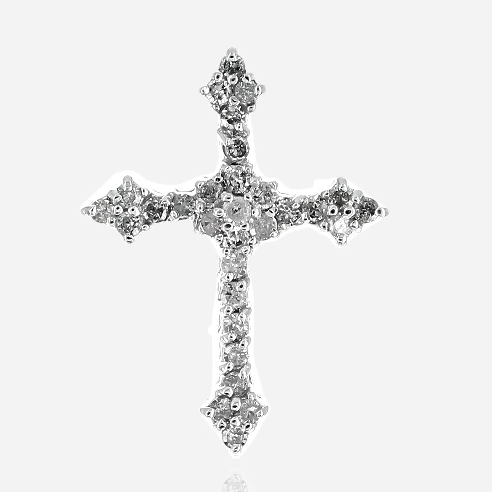 10K White Gold Diamond Cross Pendant
