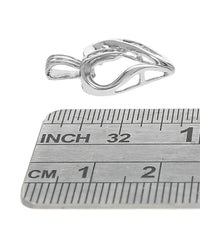 Round and Baguette Diamond Open Heart Pendant in White Gold