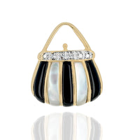 Black Onyx, Mother of Pearl and Diamond Purse Charm