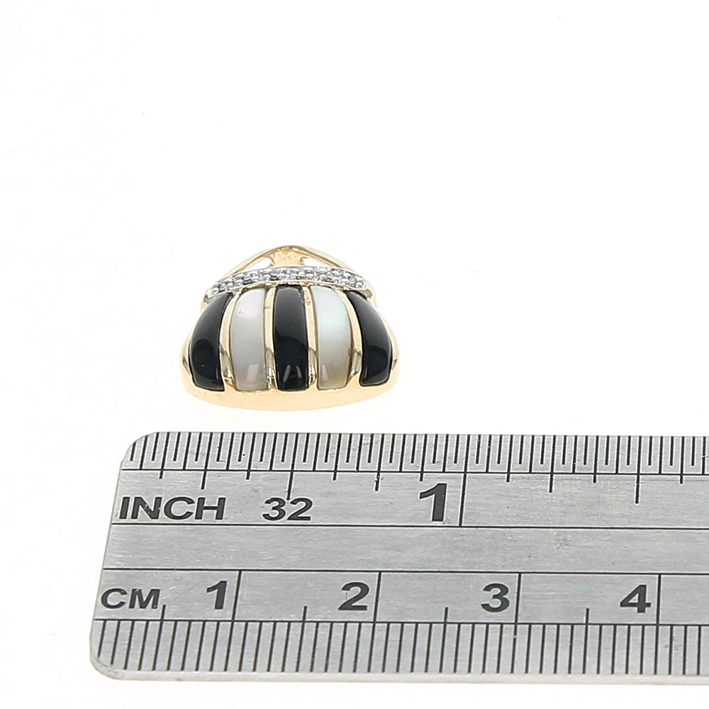 Black Onyx, Mother of Pearl and Diamond Purse Charm