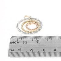 Etched Triple Circle Drop Pendant in White, Rose, and Yellow Gold