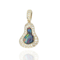 Australian Black Opal and Diamond Halo Pendant in Yellow Gold
