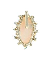 Ethiopian Opal and Emerald Halo Pendant in White and Yellow Gold