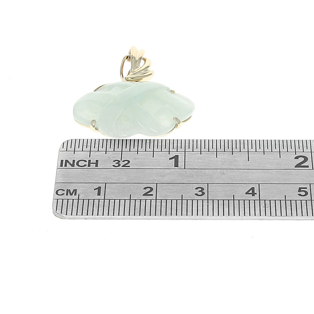 Carved Jadeite Pierced Overlap Enhancer Pendant in Yellow Gold