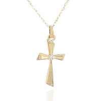 Diamond Solitaire Angled Cross Pendant
