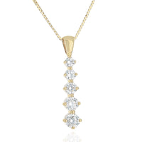 Five Stone Diamond Graduated Drop Pendant in Yellow Gold