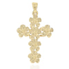 14K Yellow Gold Floral Motif Cross Pendant