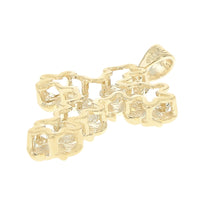 14K Yellow Gold Floral Motif Cross Pendant