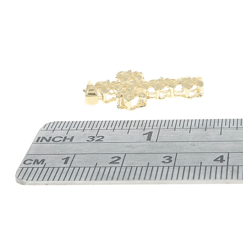 14K Yellow Gold Floral Motif Cross Pendant