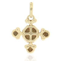 14K Yellow Gold Budded Cross Pendant