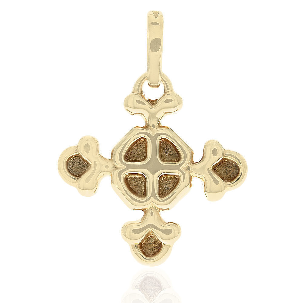 14K Yellow Gold Budded Cross Pendant