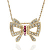 Diamond and Ruby Cut Out Ribbon Bow Pendant