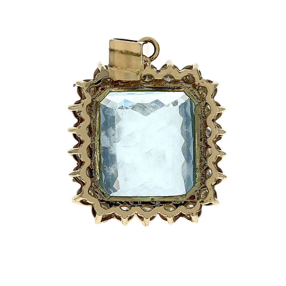33.16ct Cushion Cut Aquamarine Diamond Halo Pendant