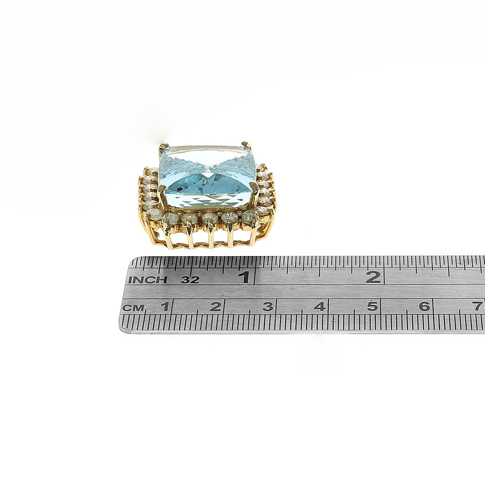 33.16ct Cushion Cut Aquamarine Diamond Halo Pendant