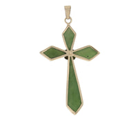 Vintage 14K Gold Green Jade Cross Pendant
