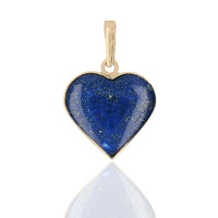 Reversible Lapis and Malachite Heart Pendant in Yellow Gold