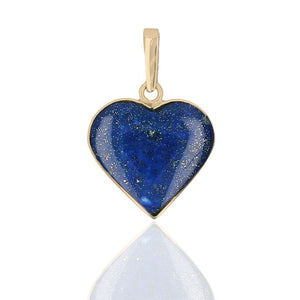 Reversible Lapis and Malachite Heart Pendant in Yellow Gold