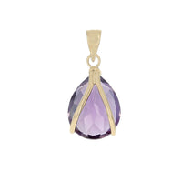 Amethyst Solitaire Drop Pendant in Yellow Gold