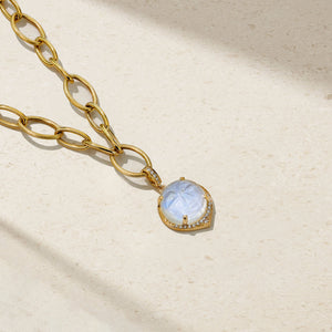 Happy Face Moonstone and Diamond Necklace