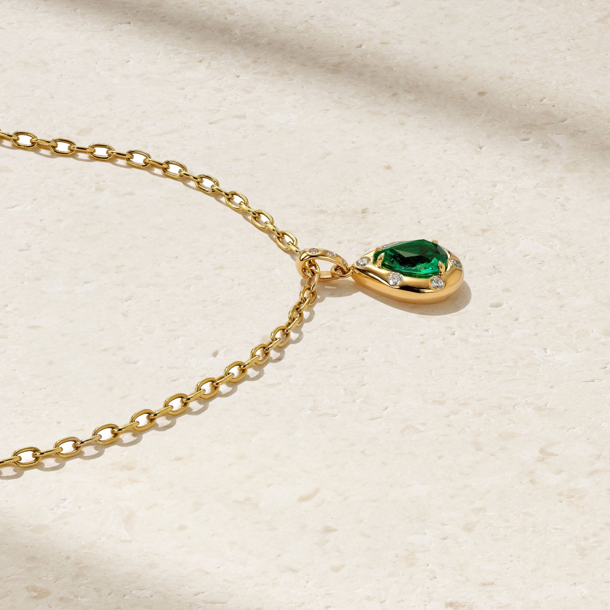 Aurum Pear Shape Emerald Pendant