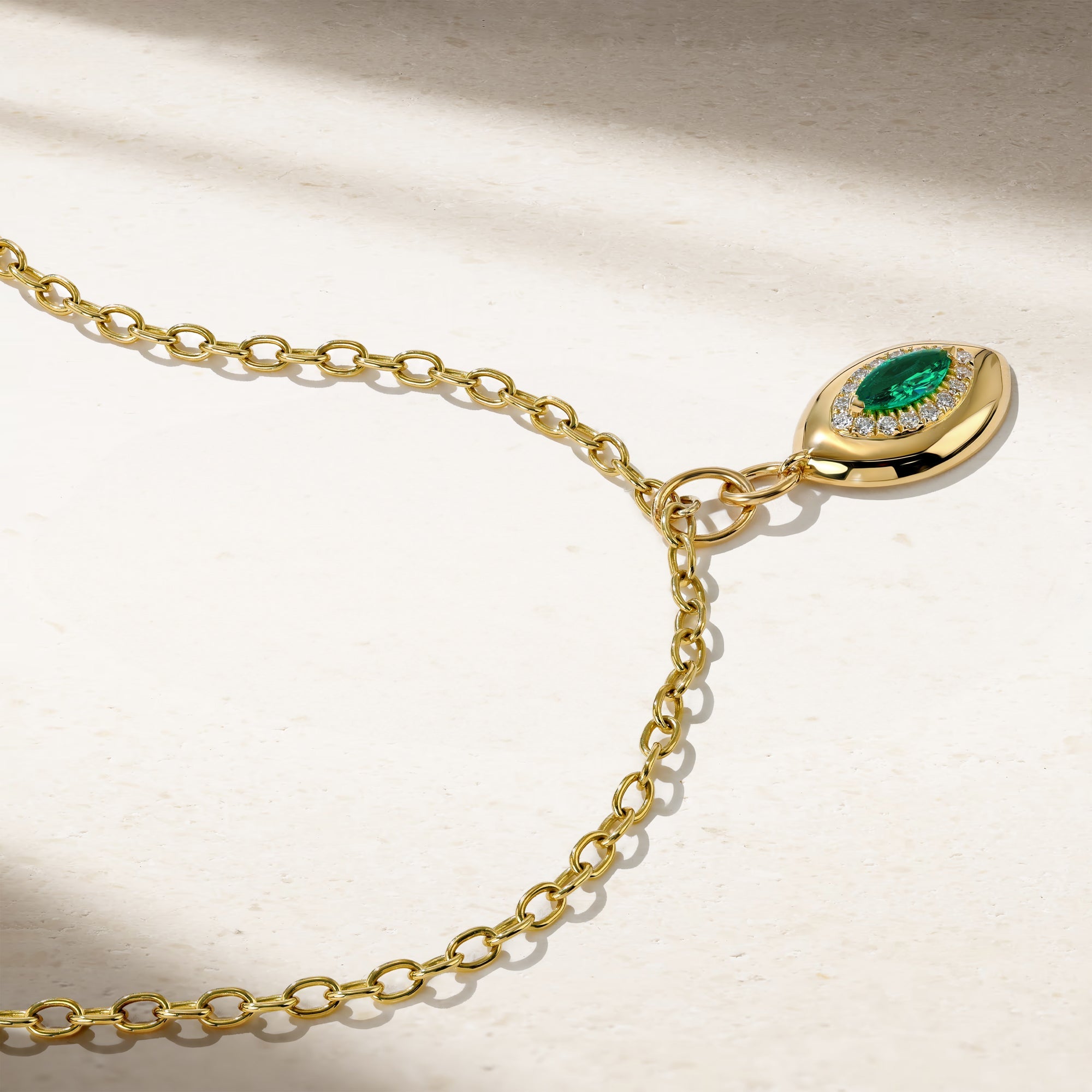 Heirloomed Marquise Emerald Pendant