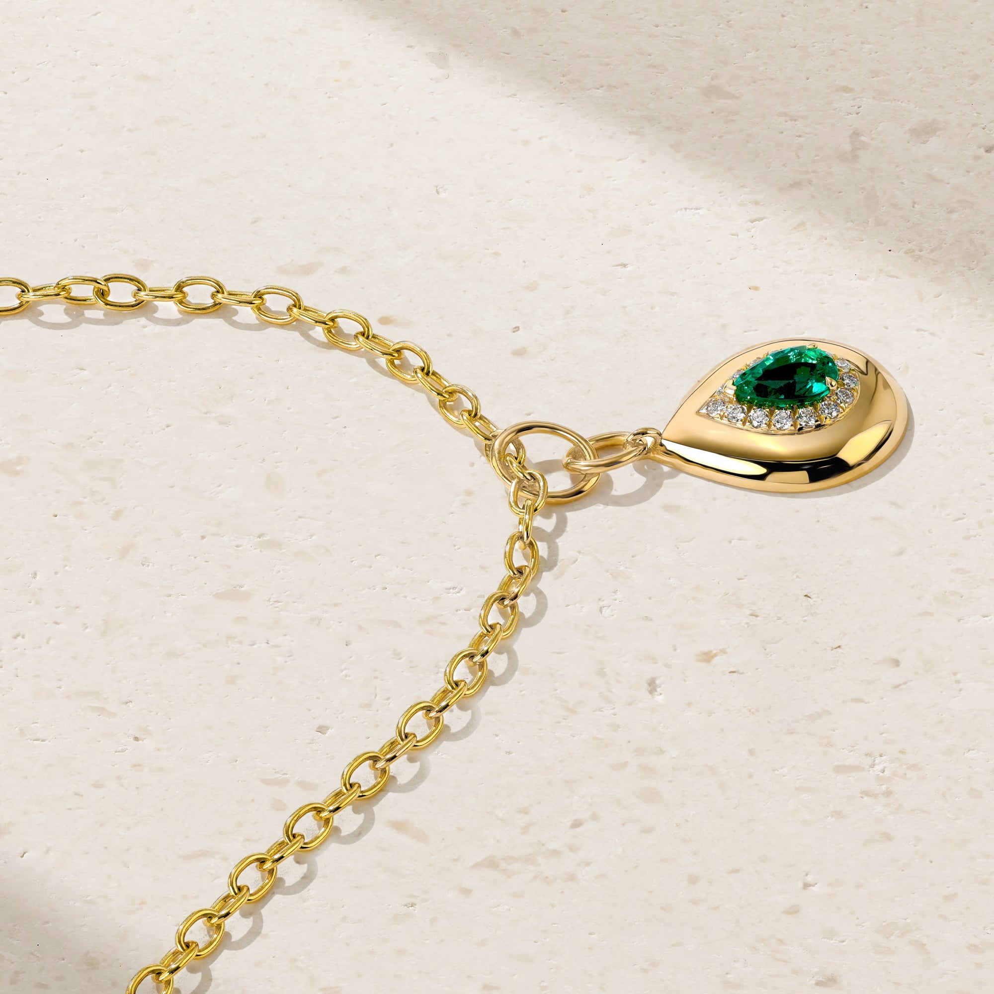Heirloomed Pear Emerald Pendant