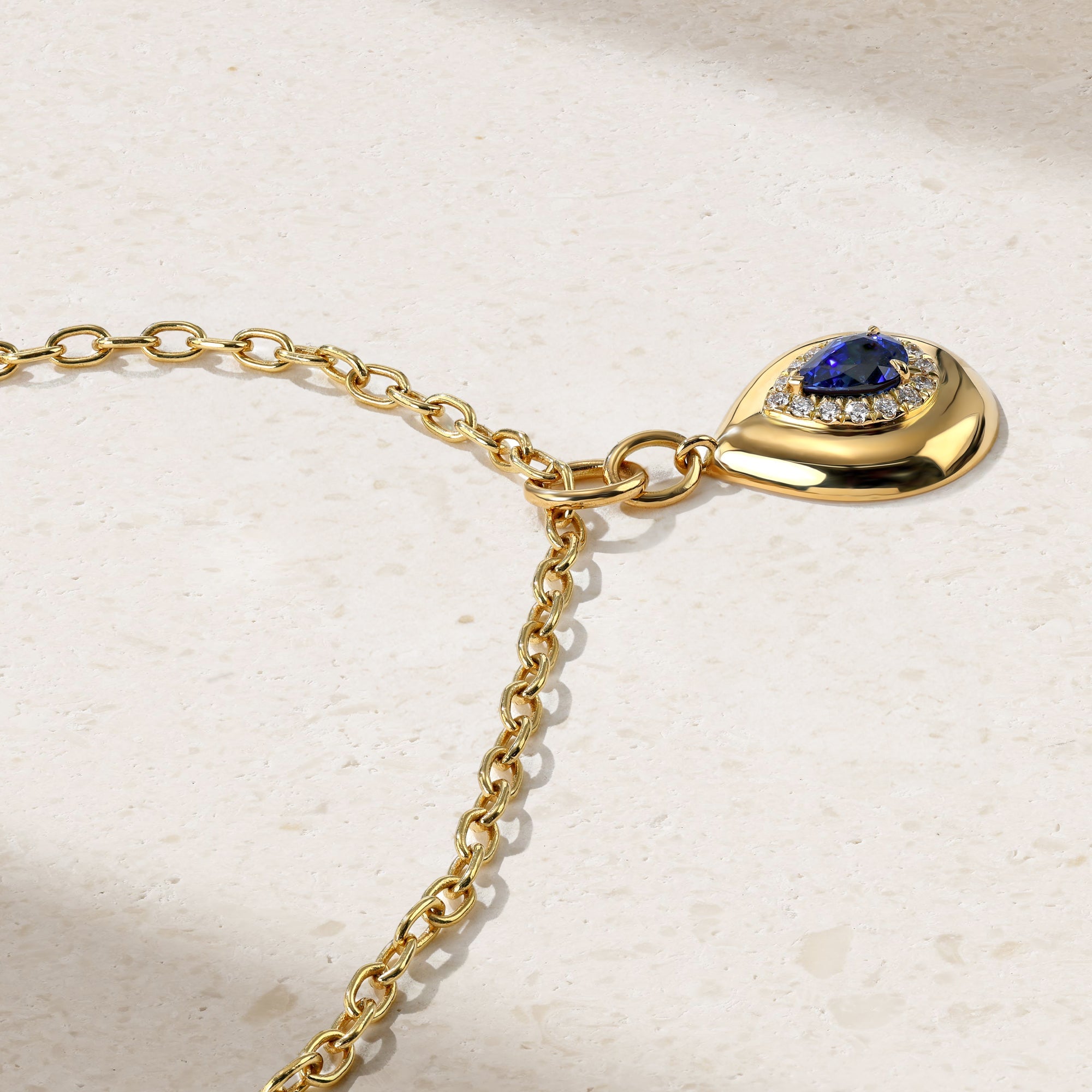 Heirloomed Pear Sapphire Pendant
