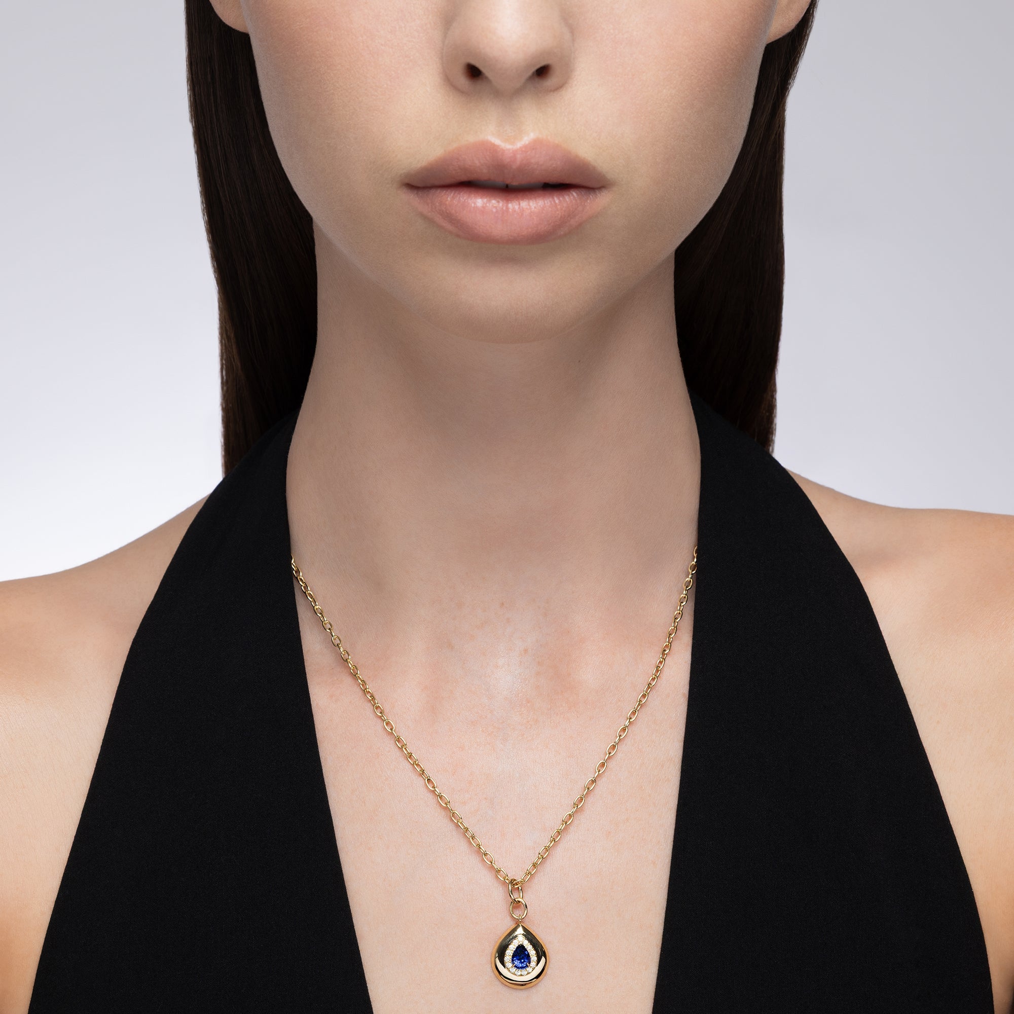 Heirloomed Pear Sapphire Pendant
