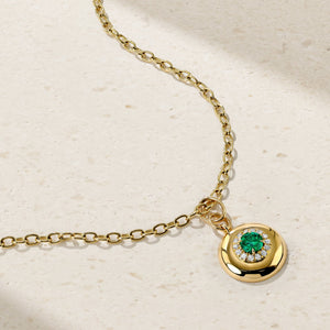 Heirloomed Round Emerald Pendant