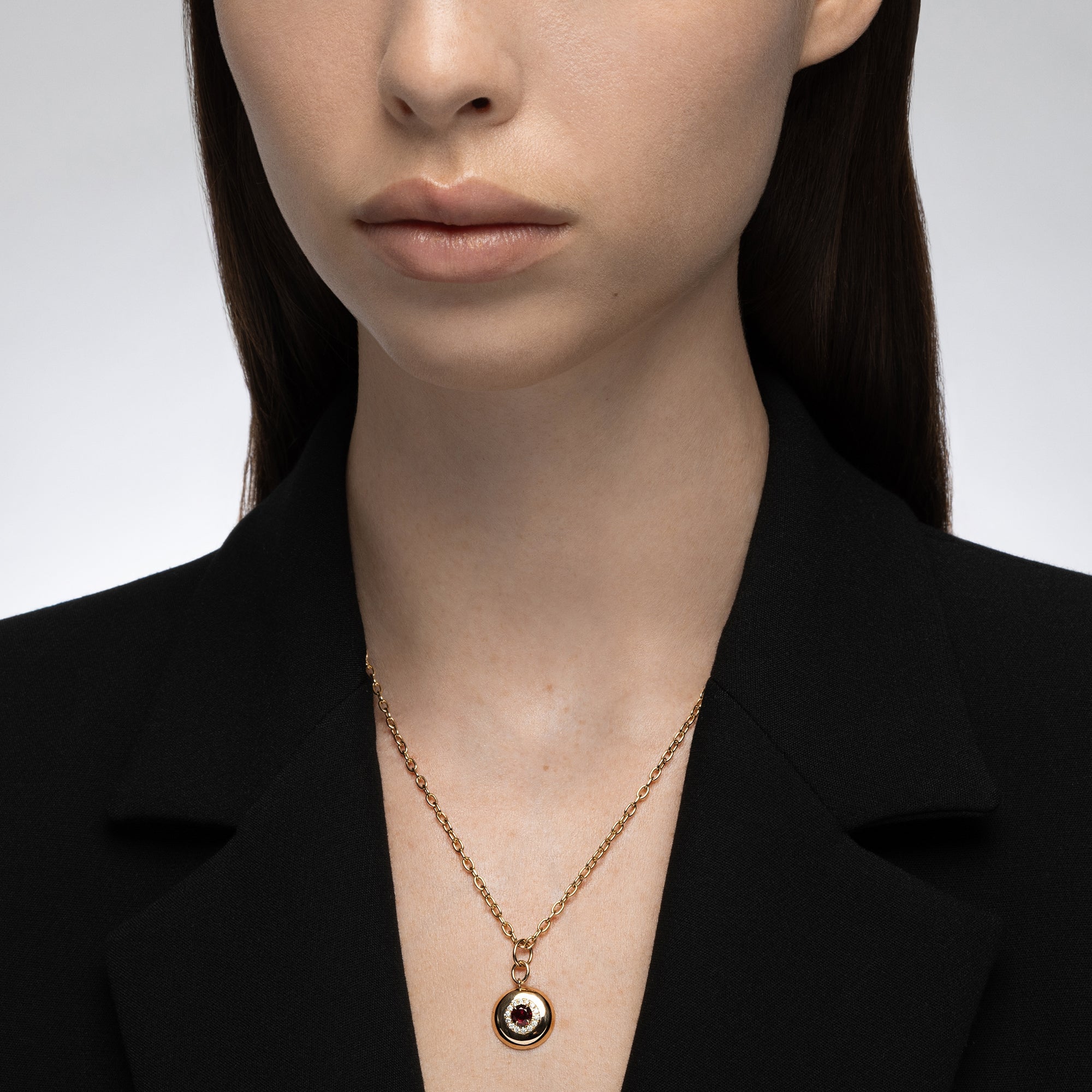 Heirloomed Round Ruby Pendant