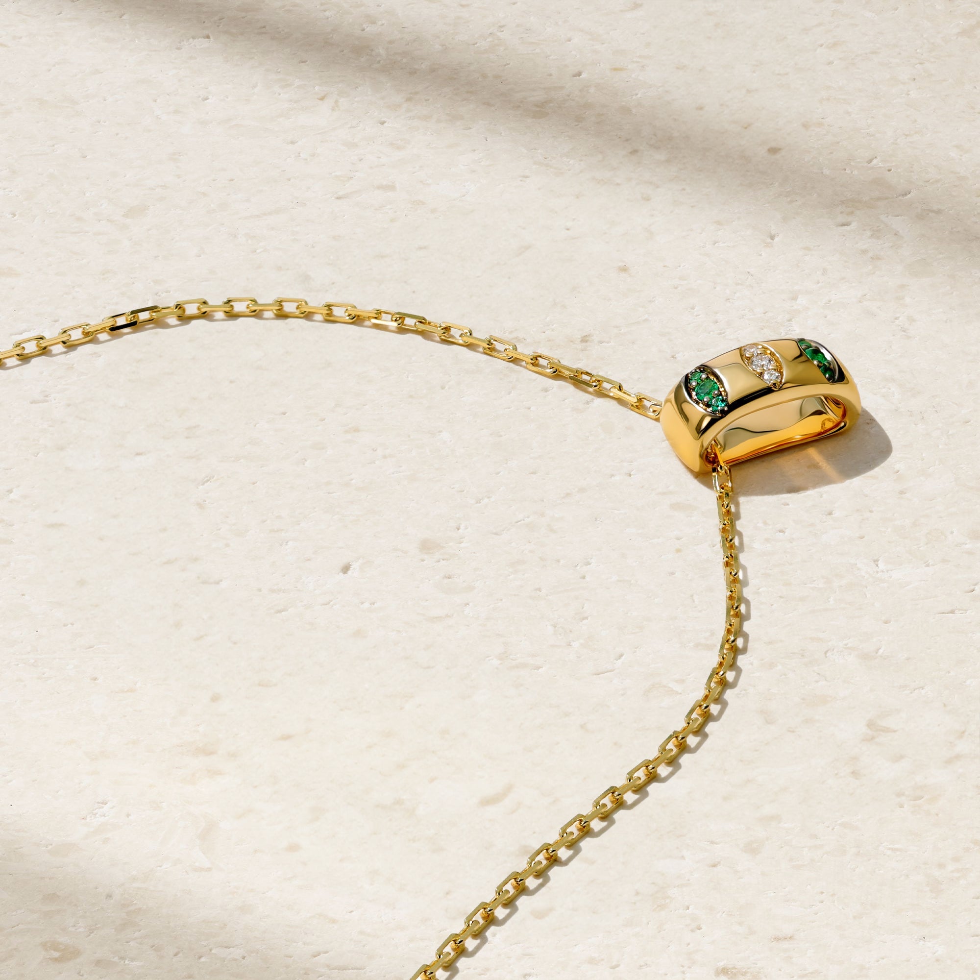 Guardian Pavé Emerald Barrel Pendant