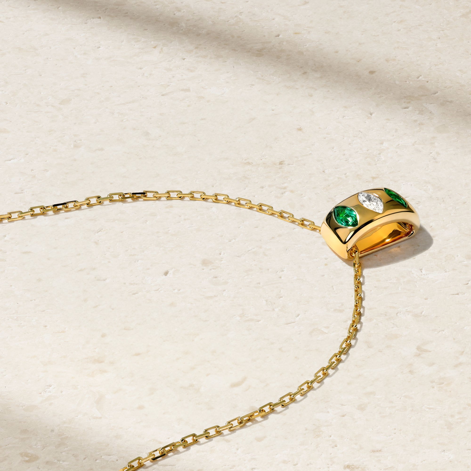 Guardian Emerald and Diamond Barrel Pendant