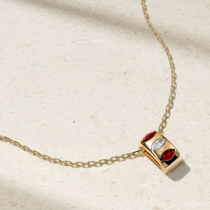 Guardian Ruby and Diamond Barrel Pendant
