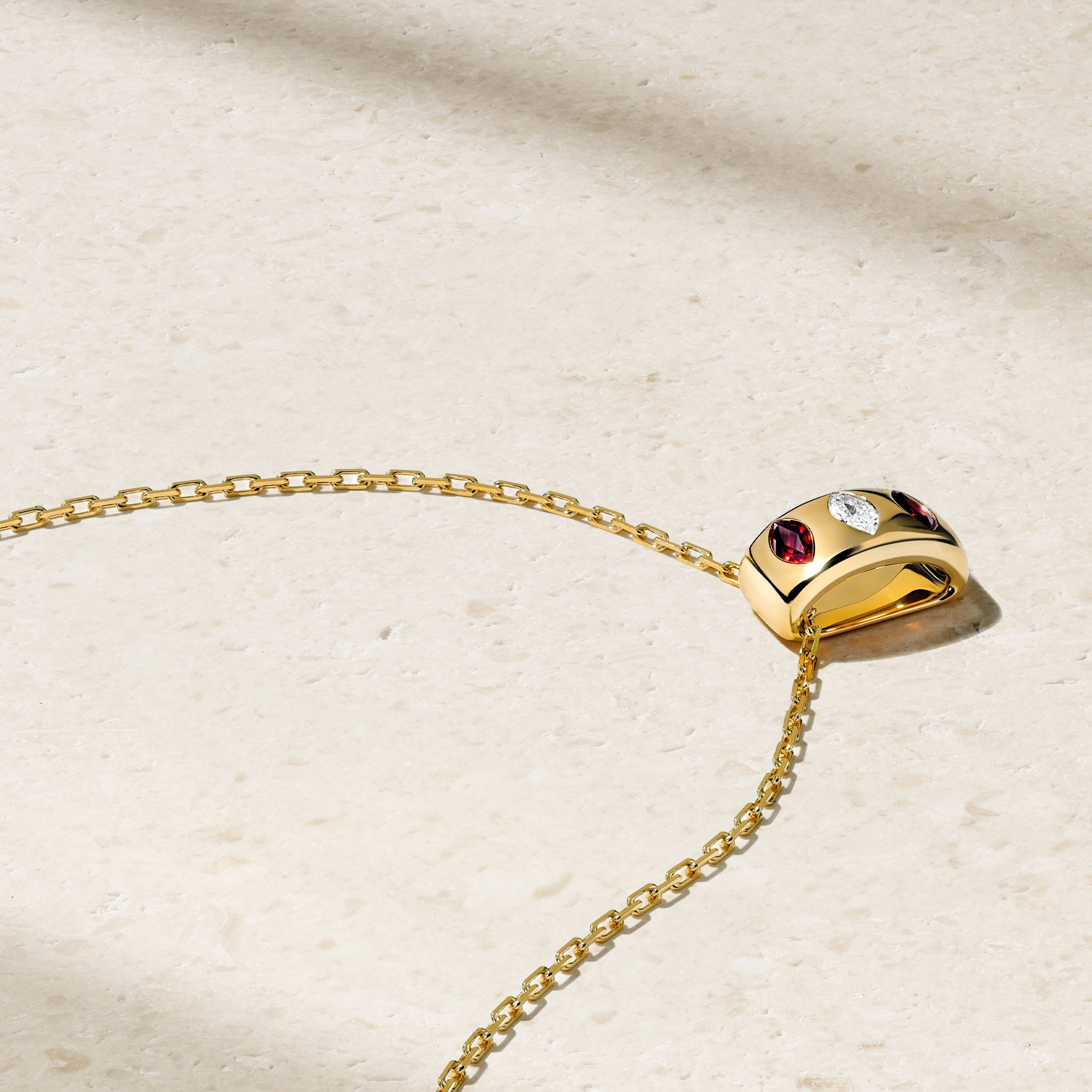 Guardian Ruby and Diamond Barrel Pendant