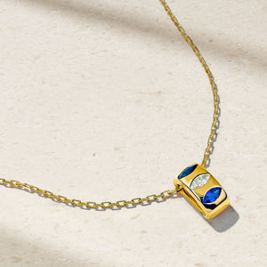 Guardian Sapphire and Diamond Barrel Pendant