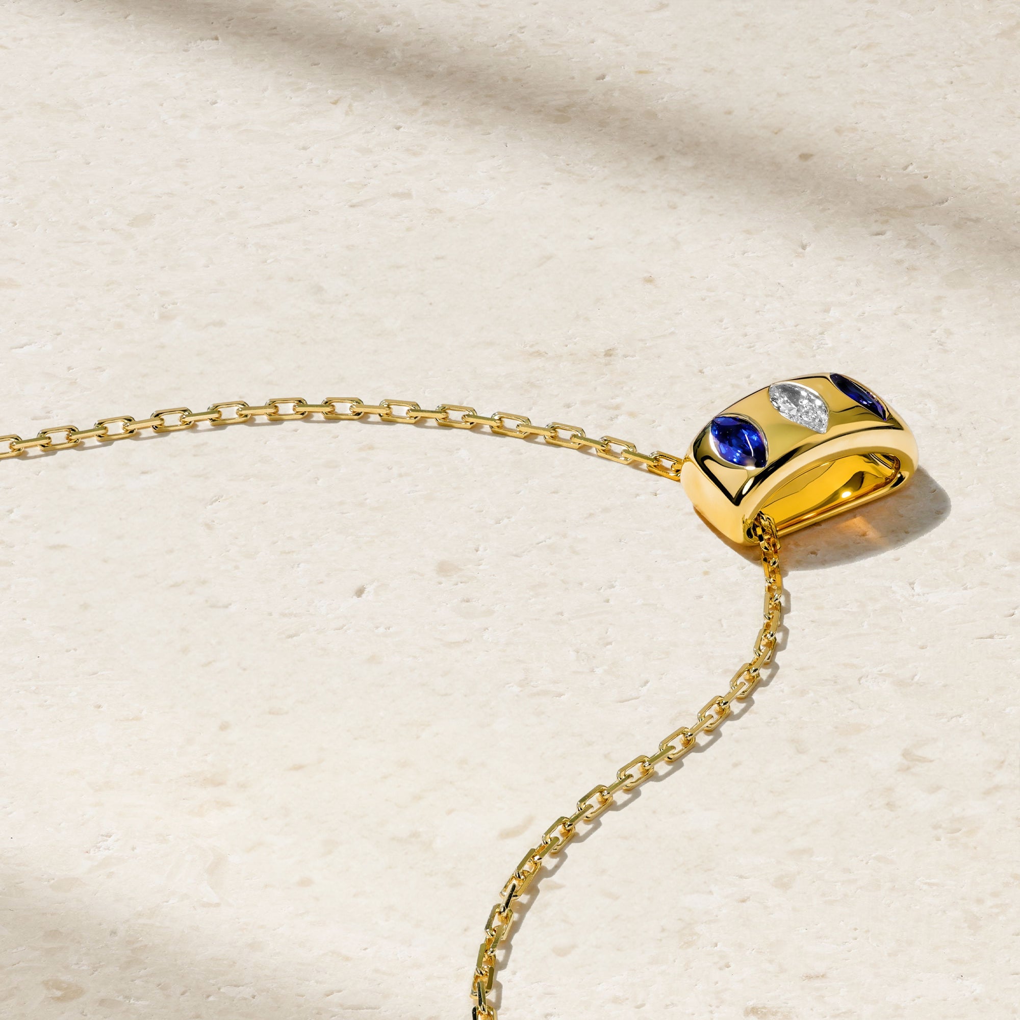 Guardian Sapphire and Diamond Barrel Pendant