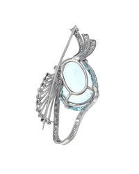 Aquamarine and Diamond Fashion Brooch in White Gold
