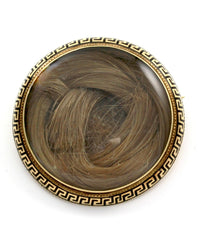Victorian Mourning Brooch with Enamel Details in 14K Yellow Gold