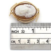 Brown Shell Cameo Free Form Wire Pin/Pendant