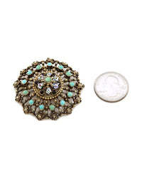Garnet, Turquoise, and Pearl Edwardian Pin