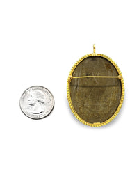 Carved Lava Cameo Brooch Pendant in Gold