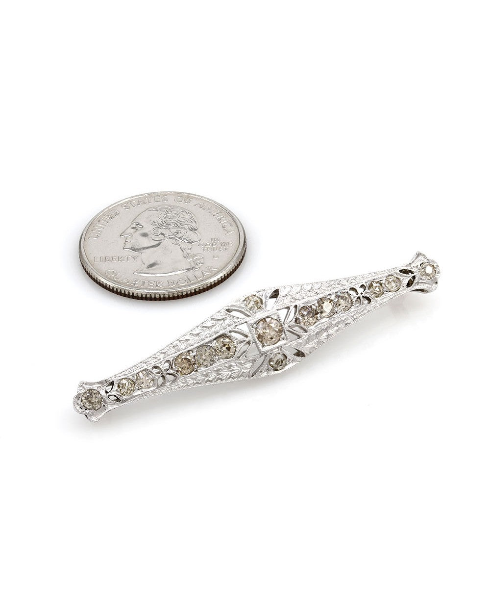 Champagne European Diamond Bar Pin in Gold