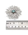 Diamond and Blue Zircon Brooch Pin in Platinum