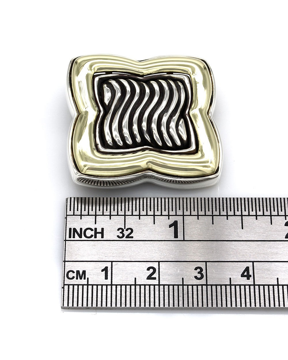 Yurman Quatrefoil Pin Brooch in Silver and Gold