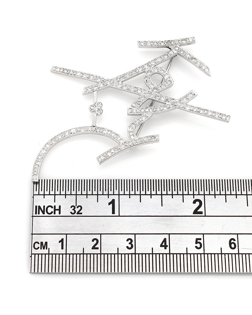 Platinum KATY Pin with Single Cut Diamond Accents