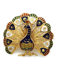 20K Multi Color Enamel Peacock Pin