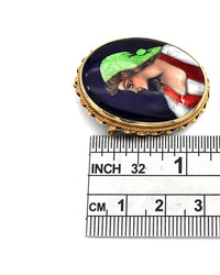 Vintage Painted Peasant Cameo Pin Brooch