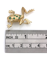 Frog Brooch with Emerald Accents